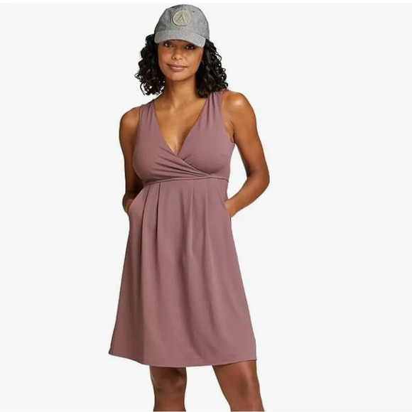 Eddie Bauer Tall Medium Travex Aster Crossover Sleeveless Dress Dusty Violet - Picture 1 of 6
